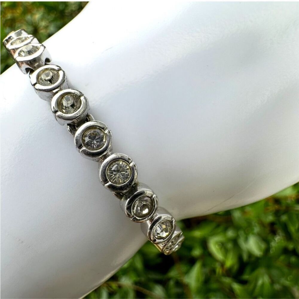 Swarovski Bezel Set Clear Crystal  tennis Bracelet